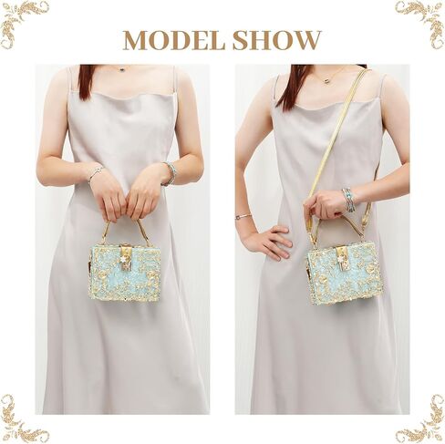 Lanpet Women Evening Handbag Clutch Purses Acrylic Square Box Shoulder Handbags for Wedding Prom Birthday Party in Saudi Arabia