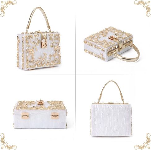 Lanpet Women Evening Handbag Clutch Purses Acrylic Square Box Shoulder Handbags for Wedding Prom Birthday Party in Saudi Arabia