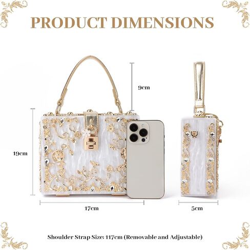 Lanpet Women Evening Handbag Clutch Purses Acrylic Square Box Shoulder Handbags for Wedding Prom Birthday Party in Saudi Arabia