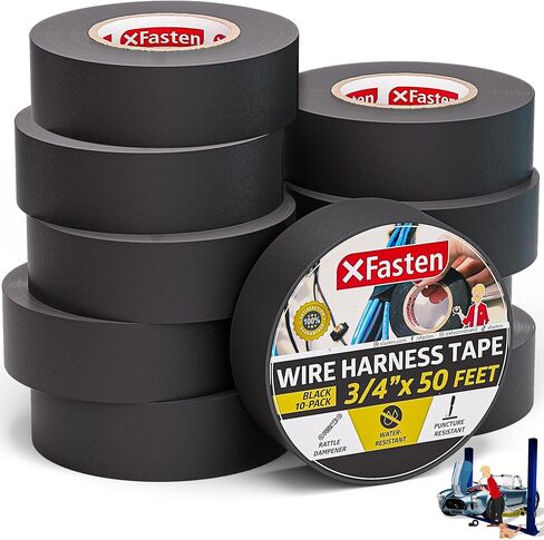XFasten Wire Harness Tape 3/4 Inch x 50ft Cloth Tape | High Temp Fabric Tape | Cloth Electrical Tape | Felt Tape | Friction Tape | Flat Wire Tape Automotive Wire Loom Tape Screen Wire Tape in Saudi Arabia