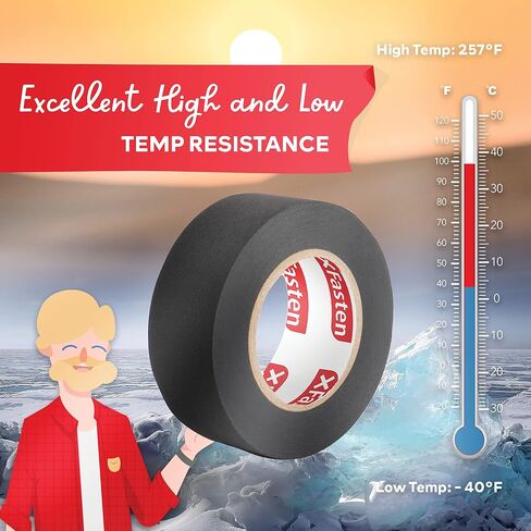 XFasten Wire Harness Tape 3/4 Inch x 50ft Cloth Tape | High Temp Fabric Tape | Cloth Electrical Tape | Felt Tape | Friction Tape | Flat Wire Tape Automotive Wire Loom Tape Screen Wire Tape in Saudi Arabia