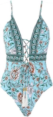 بدلة سباحة نسائية من قطعة واحدة من Rekink، بدلة سباحة مكشكشة للتحكم في البطن، قطعة واحدة باللون الأزرق in Kuwait