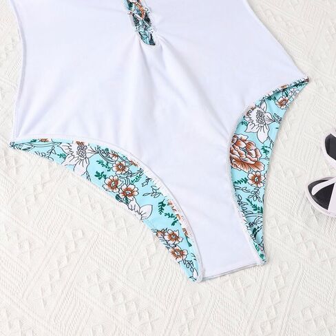 بدلة سباحة نسائية من قطعة واحدة من Rekink، بدلة سباحة مكشكشة للتحكم في البطن، قطعة واحدة باللون الأزرق in Kuwait