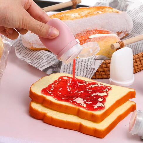 RONRONS 6 Pieces Salad Dressing Bottles Mini Condiment Bottles Squeeze Leakproof Ketchup Sauce Dispenser to Go for Lunch, Food-grade Silicone Portable Container Cleaning Brush (1.3oz, 38ml) in Saudi Arabia