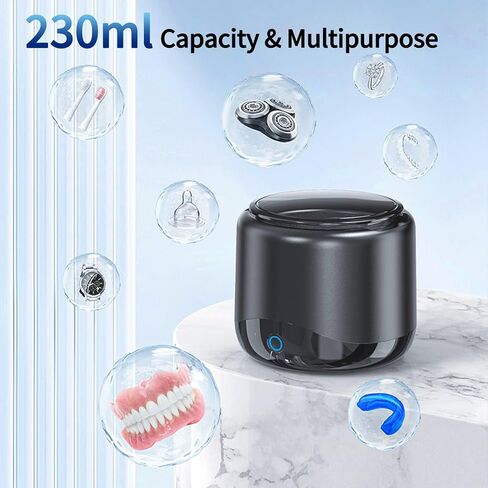 Qimic Ultrasonic Retainer Cleaner Machine, Portable 42kHz Jewelry Cleaner for Home or Travel Use, Night Guard Cleaner for Dentures, Aligner, Retainer, Whitening Trays in Kuwait
