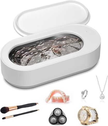 منظف ​​المجوهرات بالموجات فوق الصوتية من إيكوين، منظف بالموجات فوق الصوتية 45 كيلو هرتز مع خزان من الفولاذ المقاوم للصدأ 304، منظف المجوهرات لآلة الموجات فوق الصوتية مع تشغيل بلمسة واحدة للنظارات والخواتم والقلائد وأطقم الأسنان in Kuwait