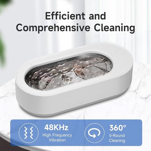 منظف ​​المجوهرات بالموجات فوق الصوتية من إيكوين، منظف بالموجات فوق الصوتية 45 كيلو هرتز مع خزان من الفولاذ المقاوم للصدأ 304، منظف المجوهرات لآلة الموجات فوق الصوتية مع تشغيل بلمسة واحدة للنظارات والخواتم والقلائد وأطقم الأسنان in Kuwait