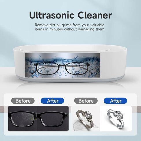 منظف ​​المجوهرات بالموجات فوق الصوتية من إيكوين، منظف بالموجات فوق الصوتية 45 كيلو هرتز مع خزان من الفولاذ المقاوم للصدأ 304، منظف المجوهرات لآلة الموجات فوق الصوتية مع تشغيل بلمسة واحدة للنظارات والخواتم والقلائد وأطقم الأسنان in Kuwait