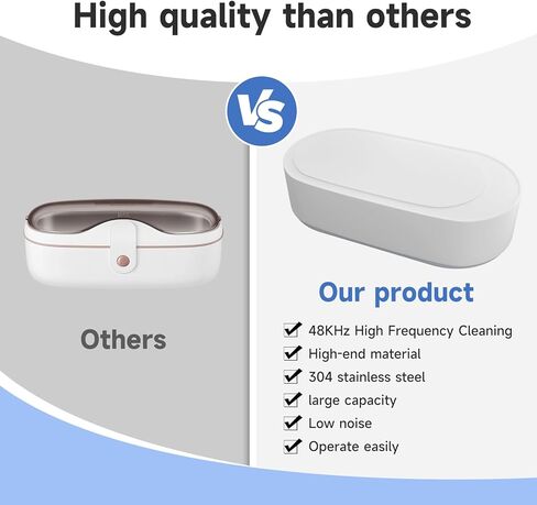 منظف ​​المجوهرات بالموجات فوق الصوتية من إيكوين، منظف بالموجات فوق الصوتية 45 كيلو هرتز مع خزان من الفولاذ المقاوم للصدأ 304، منظف المجوهرات لآلة الموجات فوق الصوتية مع تشغيل بلمسة واحدة للنظارات والخواتم والقلائد وأطقم الأسنان in Kuwait