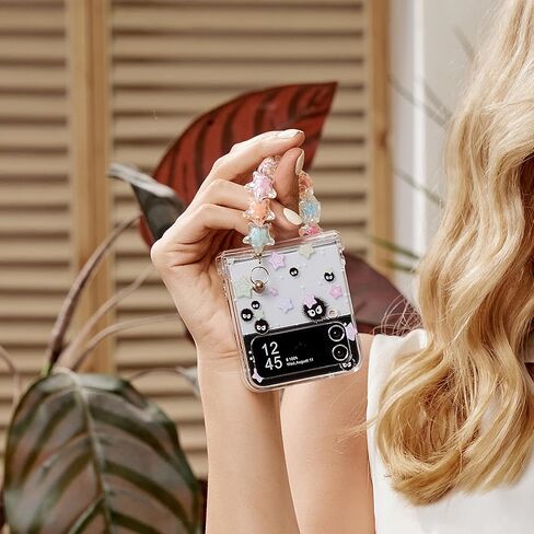 NXBNK for Galaxy Z Flip 4 Case, Star briquettes Handmade Hard Clear Three-Section Protection Case for Samsung Galaxy Z Flip 4 Phone case, Cartoon case for Girls Women - Star briquettes in Kuwait