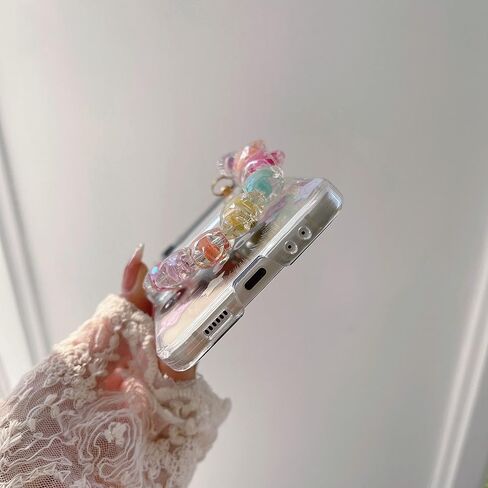 NXBNK for Galaxy Z Flip 4 Case, Star briquettes Handmade Hard Clear Three-Section Protection Case for Samsung Galaxy Z Flip 4 Phone case, Cartoon case for Girls Women - Star briquettes in Kuwait