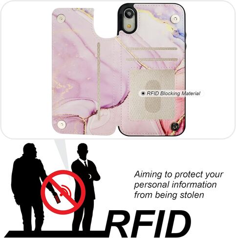 حافظة HAOPINSH لهاتف iPhone XR مع حامل بطاقة، حافظة بنمط زهور زهرية خلفية قابلة للطي من جلد البولي يوريثان مع فتحات للبطاقات للنساء والفتيات، مشبك مغناطيسي مزدوج غطاء مقاوم للصدمات 6.1 بوصة in Kuwait