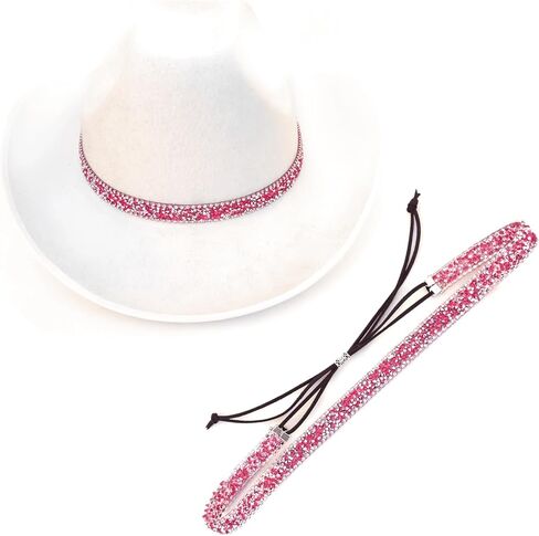 CEXDEXIONC قبعة رعاة البقر الفرقة للمرأة الوردي كريستال حجر الراين راعية البقر قبعة الفرقة بلينغ قبعة اكسسوارات قابل للتعديل حجم هدية محاصر in Kuwait