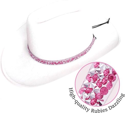 CEXDEXIONC قبعة رعاة البقر الفرقة للمرأة الوردي كريستال حجر الراين راعية البقر قبعة الفرقة بلينغ قبعة اكسسوارات قابل للتعديل حجم هدية محاصر in Kuwait