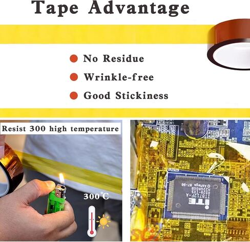 OUSHAACK High Temperature Tape Heat Resistant Adhesive Transfer Tape Heat Vinyl Thermal Sublimation Press Tape No Residue Electronics Soldering Circuit Board 10mm X 33m 108ft 1 Rolls in Saudi Arabia