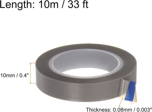 HARFINGTON PTFE Film Tape Roll, 0.4" x 33 ft High Temperature Tape 0.08mm Thickness with Single Side Adhesive for Vacuum Sealer Machine, Hand Impulse Sealers, Gray in Saudi Arabia