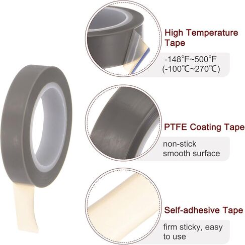 HARFINGTON PTFE Film Tape Roll, 0.4" x 33 ft High Temperature Tape 0.08mm Thickness with Single Side Adhesive for Vacuum Sealer Machine, Hand Impulse Sealers, Gray in Saudi Arabia