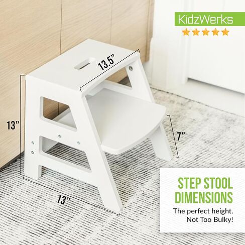 Kids Step Stool for Toddlers Bathroom Kitchen Potty Wooden Children’s Stepping Standing 2-Step Ladder, Grey in Kuwait