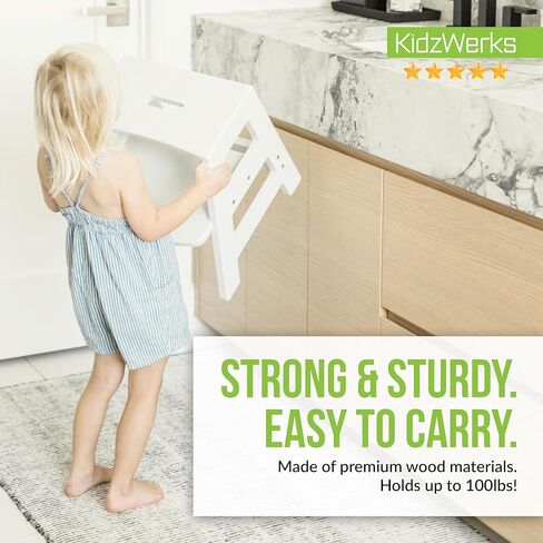 Kids Step Stool for Toddlers Bathroom Kitchen Potty Wooden Children’s Stepping Standing 2-Step Ladder, Grey in Kuwait