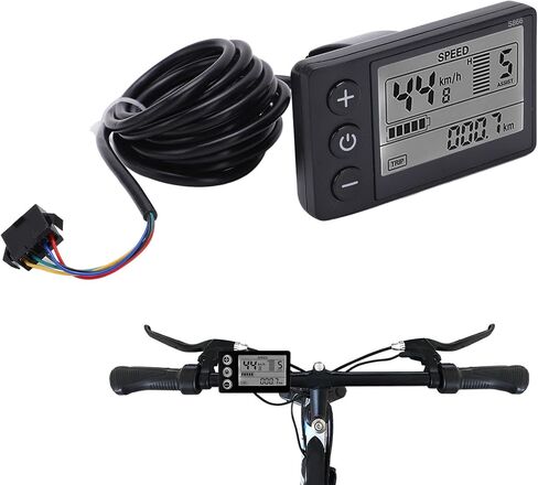 Electric Bike LCD Display, S866 Waterproof Cycle Bike Computer 24V 36V 48V Electric Scooter Control Panel with SM Plug for Electric Bicycle E-Bike Ebike LCD Display Ebike Display in Saudi Arabia