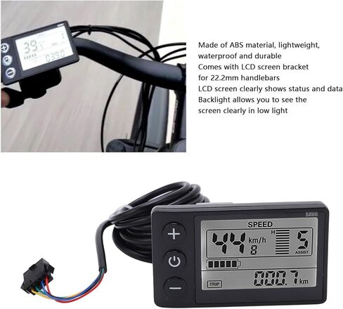 Electric Bike LCD Display, S866 Waterproof Cycle Bike Computer 24V 36V 48V Electric Scooter Control Panel with SM Plug for Electric Bicycle E-Bike Ebike LCD Display Ebike Display in Saudi Arabia