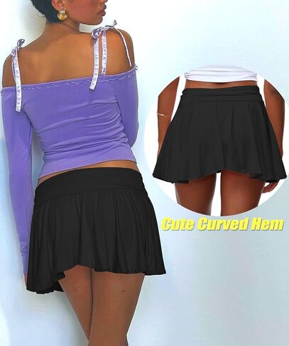 Coloquin التنانير النسائية الصغيرة Y2k مطوي التنانير القصيرة Flowy Ruched Coquette تنورة الخروج تنورة in Kuwait