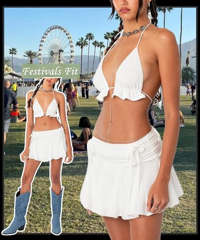 Coloquin Women Pleated Mini Skirt Y2k Flowy Short Skirt Drawstring Ruched Coquette Skirt Fairy Skirt in Saudi Arabia