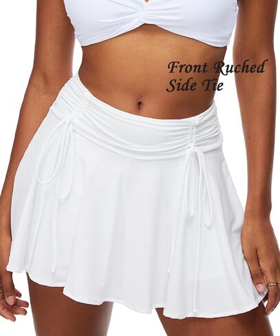 Coloquin Women Pleated Mini Skirt Y2k Flowy Short Skirt Drawstring Ruched Coquette Skirt Fairy Skirt in Saudi Arabia