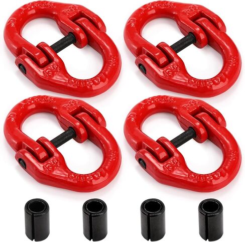 Bekith 4 Pack G80 سبائك الصلب المطرقة وصلة توصيل وصلة توصيل، 3/8 بوصة، حد حمل العمل 7100 رطل، مطلي باللون الأحمر in Kuwait