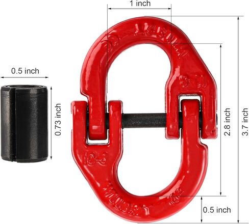 Bekith 4 Pack G80 سبائك الصلب المطرقة وصلة توصيل وصلة توصيل، 3/8 بوصة، حد حمل العمل 7100 رطل، مطلي باللون الأحمر in Kuwait