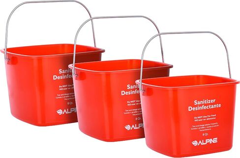 Alpine Industries Commercial Sanitizing Cleaning Pail - Heavy Duty Sanitizer Bucket - Cleaning Fluid Bucket - Cleaning Bucket for Offices, Restaurants, School, Bathrooms (Red, 3-Pack, 8 Qt) in Saudi Arabia