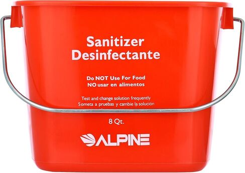 دلو التنظيف المطهر التجاري من Alpine Industries - دلو مطهر عالي التحمل - دلو سائل التنظيف - دلو تنظيف للمكاتب والمطاعم والمدرسة والحمامات (أحمر، 3 عبوات، 8 لتر) in Kuwait