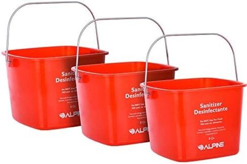 Alpine Industries Commercial Sanitizing Cleaning Pail - Heavy Duty Sanitizer Bucket - Cleaning Fluid Bucket - Cleaning Bucket for Offices, Restaurants, School, Bathrooms (Red, 3-Pack, 8 Qt) in Saudi Arabia