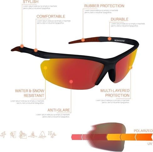 Gear District Polarized UV400 Sport Sunglasses Anti-Fog Ideal for Driving or Sports Activity in Saudi Arabia