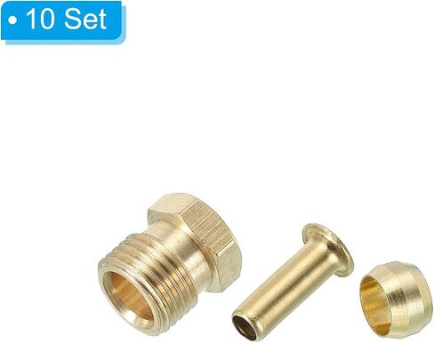 PATIKIL 4mm ID 6mm OD Tube Compression Assortment Kit, 15 Set Brass Compression Sleeve Ferrule & Insert & Nut for Water Oil Air Pipe in Kuwait