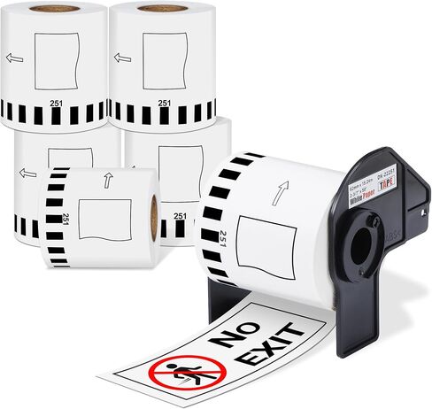 6 Rolls DK-2251 Continuous Length Replacement Labels Black/Red Label on White Paper Tape, Compatible Brother DK2251 Continuous Length Label Roll for QL-800, QL-810W, QL-820NWB, 2.4" x 50 feet in Kuwait