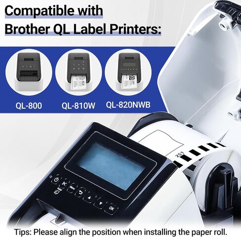 6 Rolls DK-2251 Continuous Length Replacement Labels Black/Red Label on White Paper Tape, Compatible Brother DK2251 Continuous Length Label Roll for QL-800, QL-810W, QL-820NWB, 2.4" x 50 feet in Kuwait