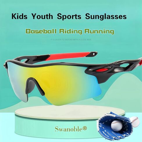 swanoble UV400 2 Sports Sunglasses for Kids Cycling,Light frame Sunglasses for Boys Girls,Youth Softball Baseball Golf in Saudi Arabia
