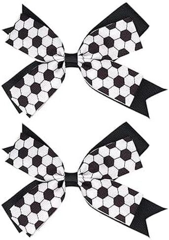 إكسسوارات شعر كرة القدم، فيونكات شعر كرة القدم، فيونكة كرة القدم، مشابك شعر على شكل شريط كرة القدم، إكسسوارات شعر فيونكات للفتيات. ب (أبيض ب) in Kuwait