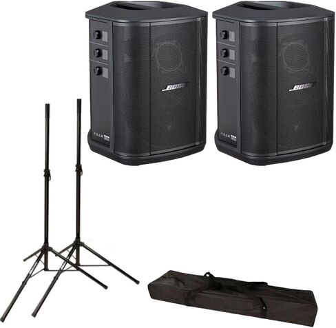 Bose S1 Pro+ Portable Wireless PA System with Bluetooth 2-Pack, Black Bundle with Turnstile Audio Height-Adjustable Speaker Stands, Pair in Saudi Arabia