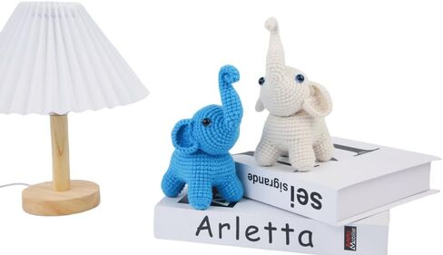 مجموعة الكروشيه للمبتدئين من YEPLINS، مجموعات حيوانات الحياكة مع دروس فيديو خطوة بخطوة، مجموعة أدوات الحياكة للبالغين والأطفال - زوجين فيل (عبوتان) in Kuwait