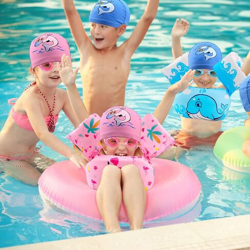 مجموعة من 2 سترة سباحة للأطفال من Rcanedny سترات قافزة تطفو على حمام السباحة ونظارات السباحة للأولاد والبنات بوزن 30 إلى 55 رطلاً وحفلات حمام السباحة in Kuwait