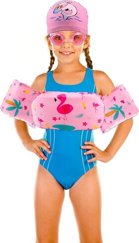 مجموعة من 2 سترة سباحة للأطفال من Rcanedny سترات قافزة تطفو على حمام السباحة ونظارات السباحة للأولاد والبنات بوزن 30 إلى 55 رطلاً وحفلات حمام السباحة in Kuwait