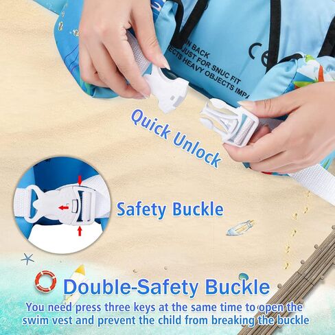 سترة سباحة للأطفال الصغار من JEVDES بنمط كرتوني لطيف، حجم صدر قابل للتعديل وإبزيم أمان، تطفو للأطفال الصغار من عمر 2 إلى 7 سنوات للجنسين، تطفو للأطفال الصغار بسعة وزن 20-66 رطل. in Kuwait