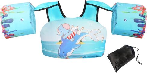 سترة سباحة للأطفال الصغار من JEVDES بنمط كرتوني لطيف، حجم صدر قابل للتعديل وإبزيم أمان، تطفو للأطفال الصغار من عمر 2 إلى 7 سنوات للجنسين، تطفو للأطفال الصغار بسعة وزن 20-66 رطل. in Kuwait