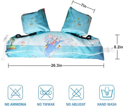 سترة سباحة للأطفال الصغار من JEVDES بنمط كرتوني لطيف، حجم صدر قابل للتعديل وإبزيم أمان، تطفو للأطفال الصغار من عمر 2 إلى 7 سنوات للجنسين، تطفو للأطفال الصغار بسعة وزن 20-66 رطل. in Kuwait