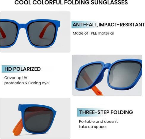 Cyxus Kids Folding Foldable Sunglasses for Girls Boys Prolarized Uv 400 Protection Travel Sunglasses in Saudi Arabia