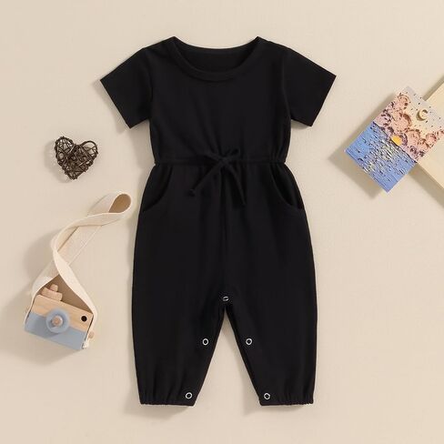 Mubineo Toddler Baby Girl Boy Summer Fall Clothes Basic Plain Romper Jumpsuit Short Sleeve Rompers Cute Newborn Outfits in Saudi Arabia
