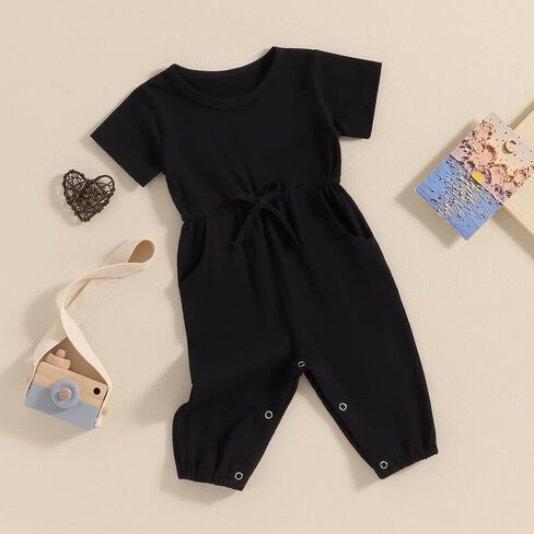 Mubineo Toddler Baby Girl Boy Summer Fall Clothes Basic Plain Romper Jumpsuit Short Sleeve Rompers Cute Newborn Outfits in Saudi Arabia