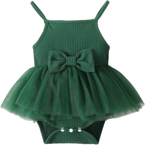 OPAWO Newborn Baby Girl Dress Infant Summer Romper Dress Sleeveless Onesie Halter Romper Tulle Dress One Piece Bodysuit 0-18M in Kuwait